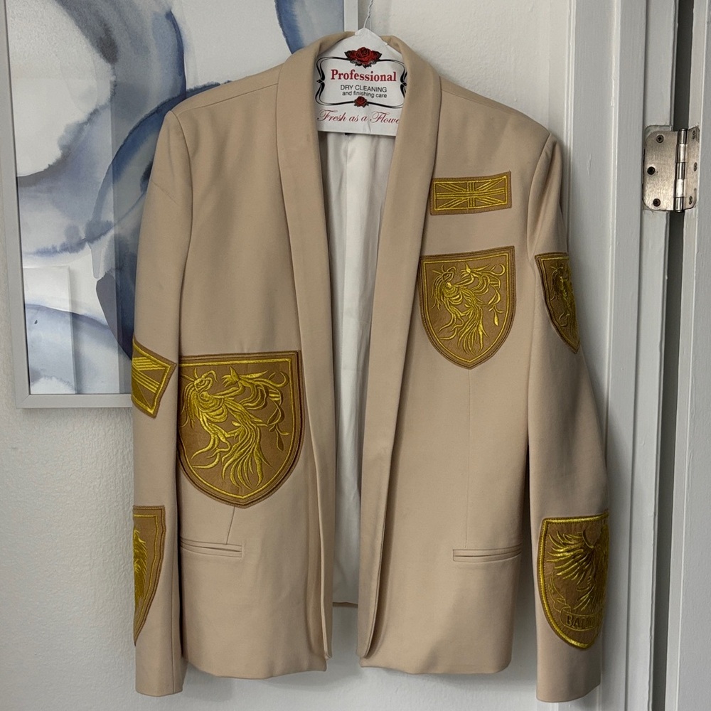 Balmain Beige Blazer with Gold Embroidery